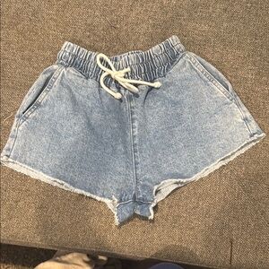Forever 21 Blue Jean Shorts Distressed Hem